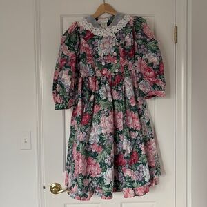 VTG Anne Savoy Girls Floral Dress Cottagecore size 12 large medium XL 80s 90s